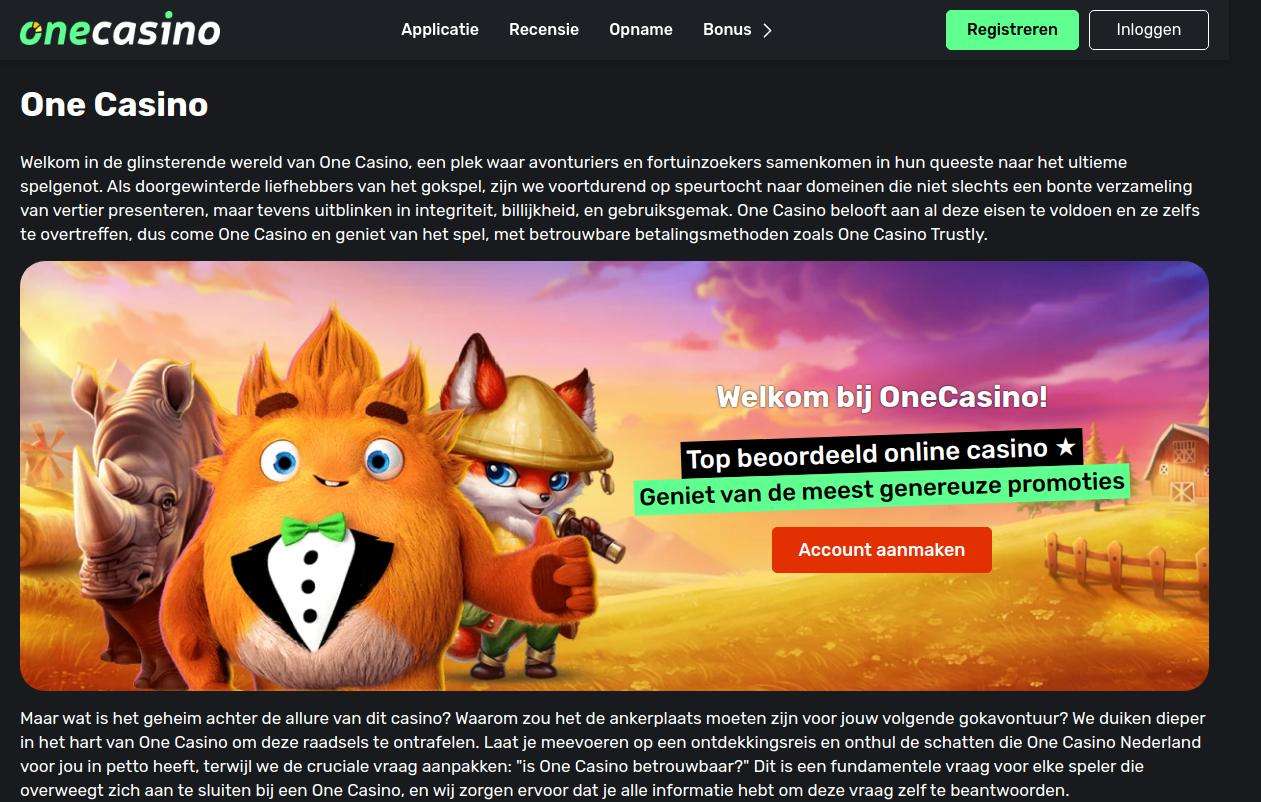 OneCasino dashboard interface