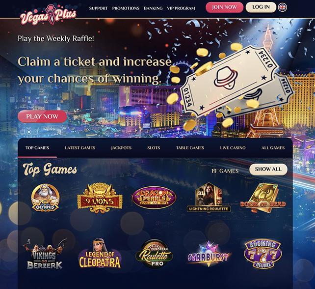 Interface de Vegas Plus Casino