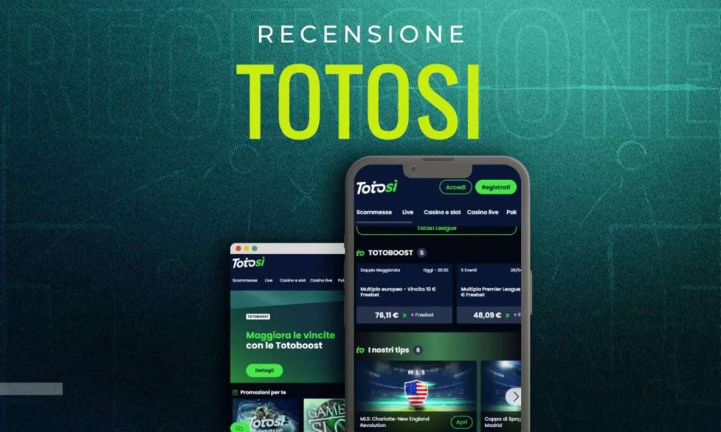 Schermata del Totosi Casino che mostra bonus e giochi