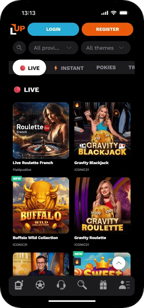 Level Up Casino Live Dealer Interface