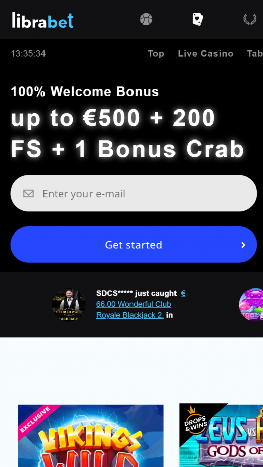 Schermata mobile di Librabet