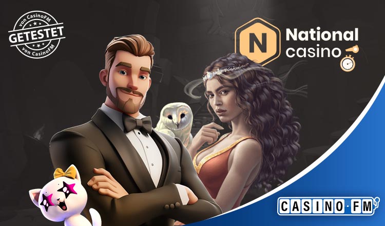 Screenshot of National Casino login interface on desktop and mobile devices