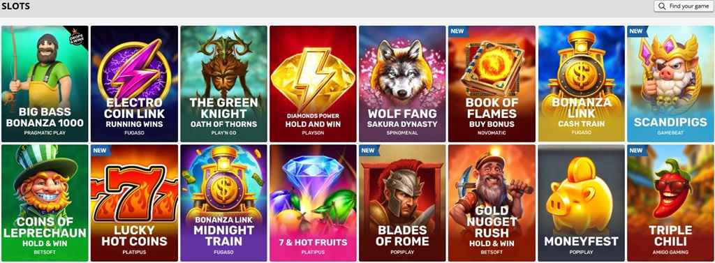 Playamo Slots game lobby showcasing various video slots