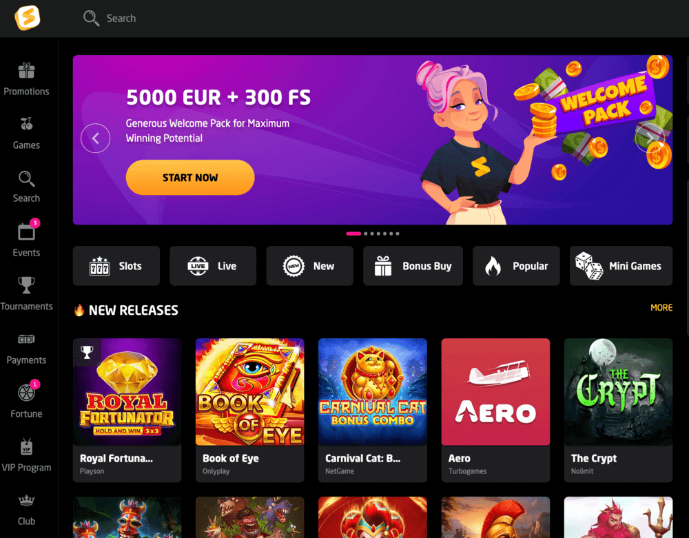 Stay Casino Online Interface